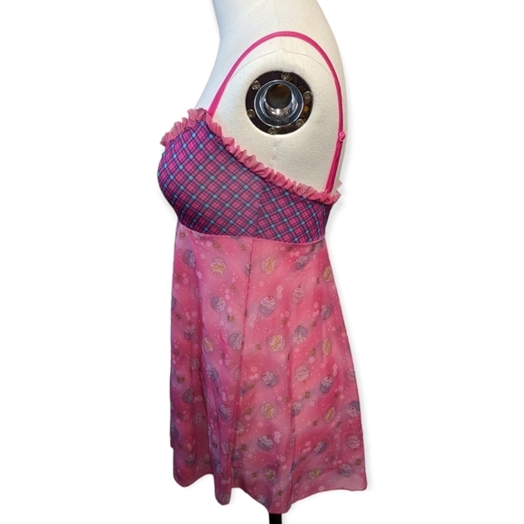 Y2K Victoria's Secret Cupcake Print Mesh Slip‎ Dress Lingerie Babydoll - Picture 2 of 12